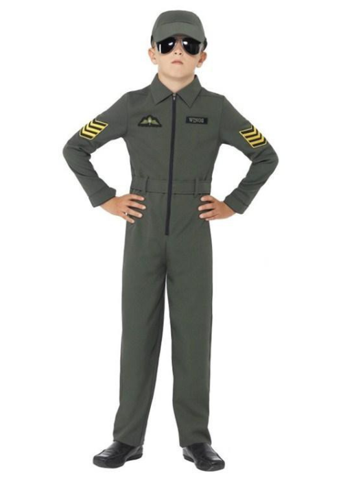 Comprar Disfraz de Aviador Verde Infantil. - Disfraces Militares Infantiles