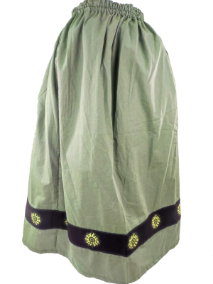 Skirt Homemade Green Stripes Bias Binding Black Eguzkilore