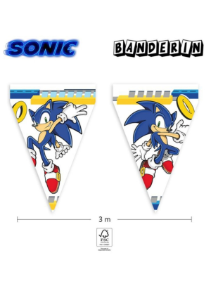 Banderin Sonic 9 paneles de 20x30cm