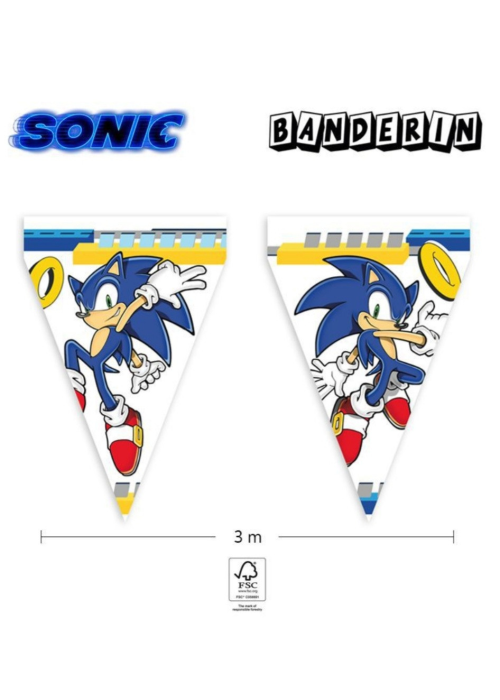 Banderin Sonic 9 paneles de 20x30cm
