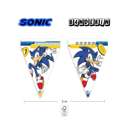 Banderin Sonic 9 paneles de 20x30cm