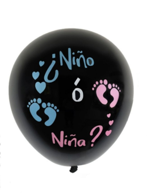 Globo Negro Niña o Niño con Serpentina