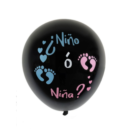Globo Negro Niña o Niño con Serpentina