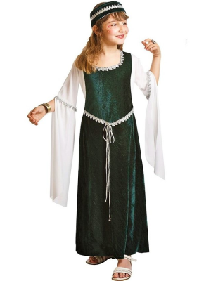 Disfraz de Dama Medieval Verde Infantil - Disfraces Medievales para Niñas