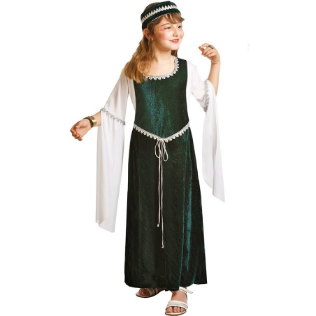 Disfraz de Dama Medieval Verde Infantil - Disfraces Medievales para Niñas
