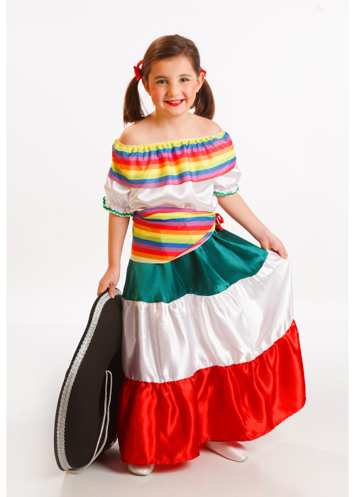 Disfraz de Mejicana Colores Bebe - Disfraces de Mexicanos para Bebes