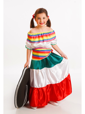 Disfraz de Mejicana Colores Infantil - Disfraces de Mexicana para Niñas