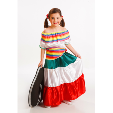 Disfraz de Mejicana Colores Infantil - Disfraces de Mexicana para Niñas