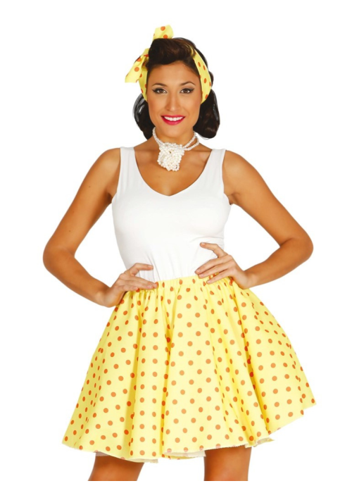 VESTIDO PINUP AMARILLO FLORES TROPICALES