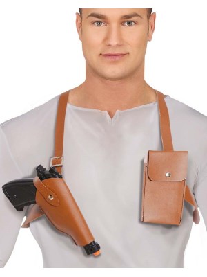 Sobaquera con Cartuchera, pistola y bolsa