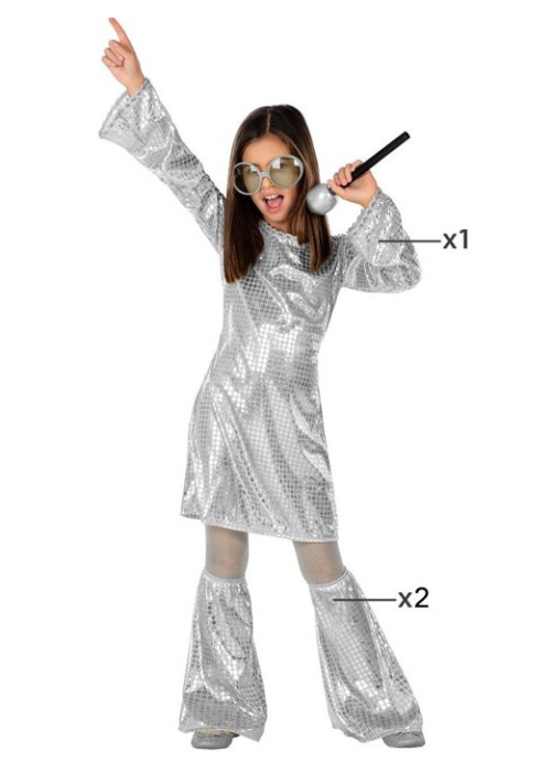 Disfraz de Disco Plateado para niña