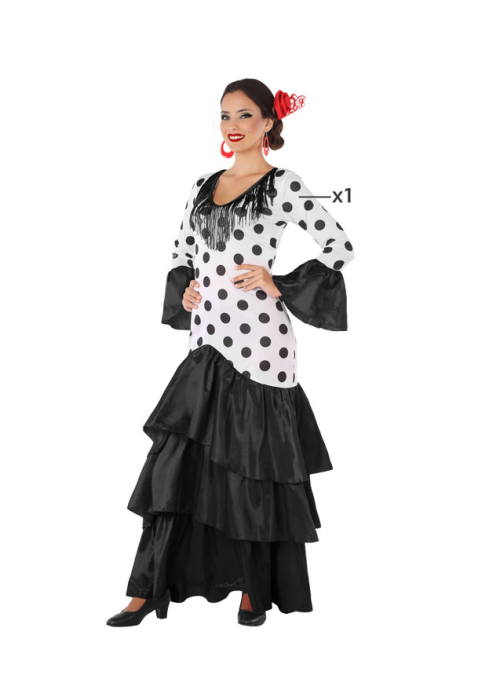 Falda de Flamenca / Sevillana para Mujer con Volantes y Lunares Fucsia y  Negro