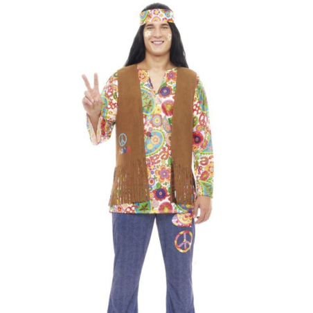 Disfraz De Hippie Marron Adulto - Disfraces Años 60-70 (Hippies)