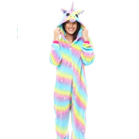 Disfraz de Unicornio Colorines Pijama Peluche  adulto