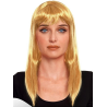 Peluca Melena rubia lisa con flequillo