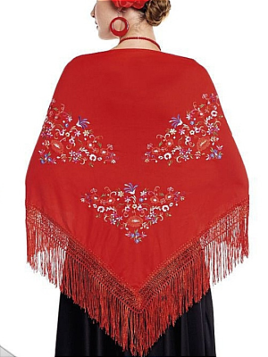 Manton bordado Grande Rojo