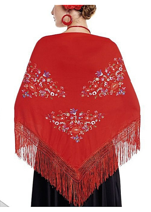Manton bordado Grande Rojo