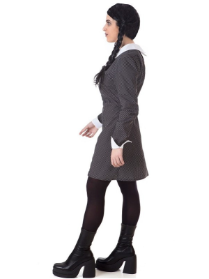 Disfraz de Miércoles con Peluca para Mujer - Disfraces de la Familia Addams