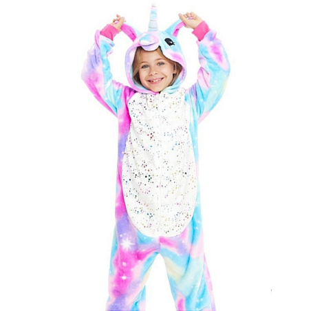 Disfraz de Unicornio Brillos Pijama infantil.