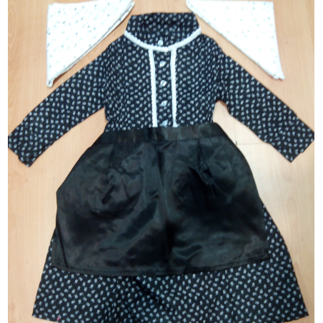 Conjunto Casera Infantil Flores Negro - Trajes Neska - Baserritarra Niña