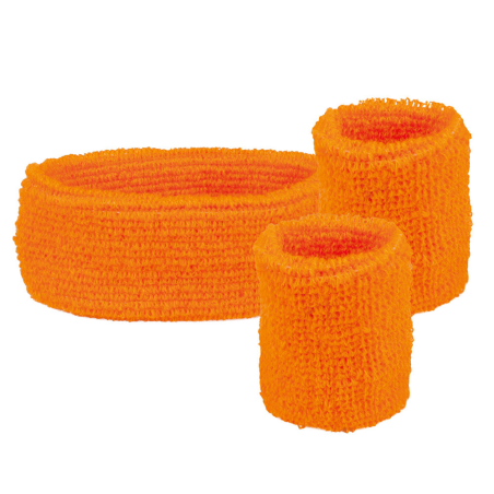 Cinta y Muñequeras Naranja - Complementos años 80-90