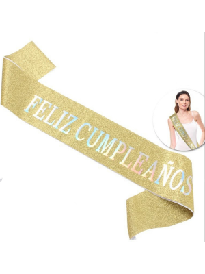 Banda Feliz Cumpleaños Oro Gliter