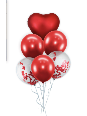 Set 6 Globos Corazón Rojo