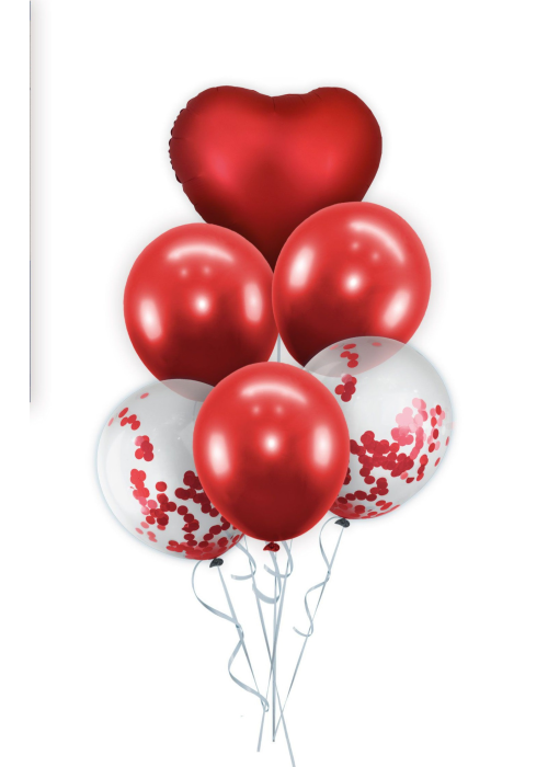 Set 6 Globos Corazón Rojo