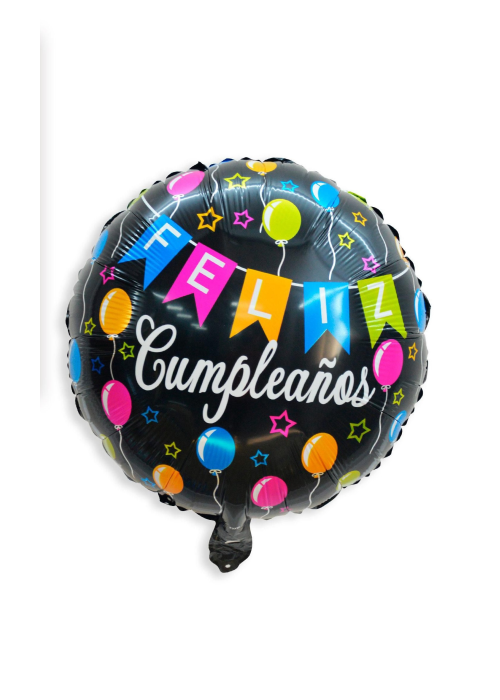 Globo Feliz Cumpleaños Negro