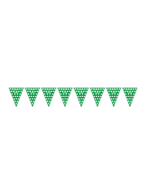 Banderines Triangulares Verdes con Lunar Blanco