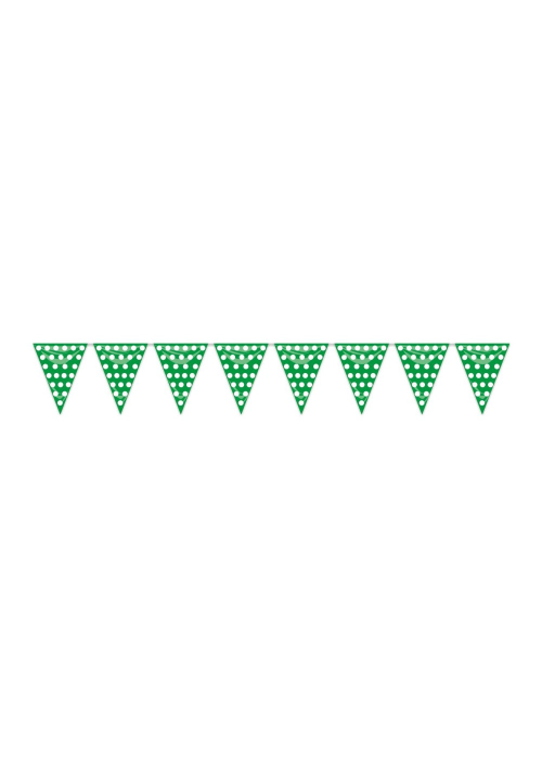 Banderines Triangulares Verdes con Lunar Blanco