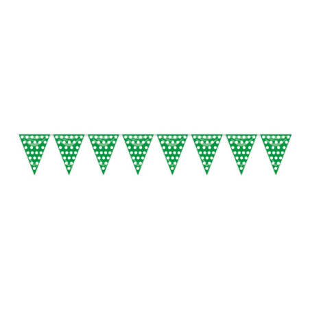 Banderines Triangulares Verdes con Lunar Blanco