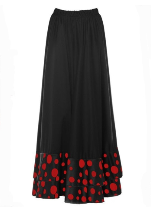 Falda Sevillana Doble Volante Lunar Rojo