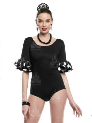 Body Negro con Volantes y Lunares Blancos