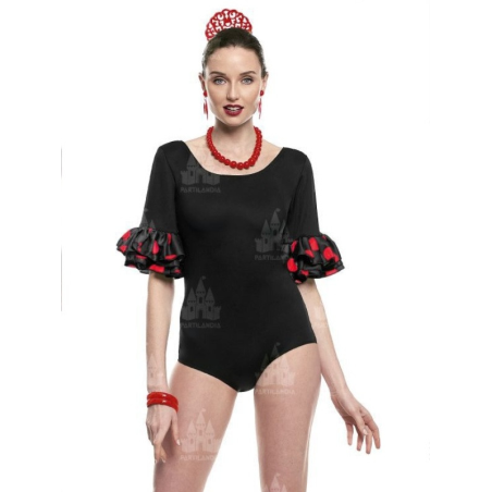 Body Negro con Volantes y Lunares Rojos