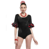 Body Negro con Volantes y Lunares Rojos