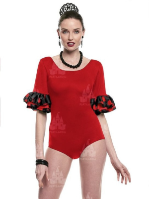 Body Rojo con Volantes y Lunares Negros
