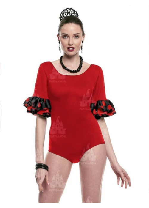 Body Rojo con Volantes y Lunares Negros