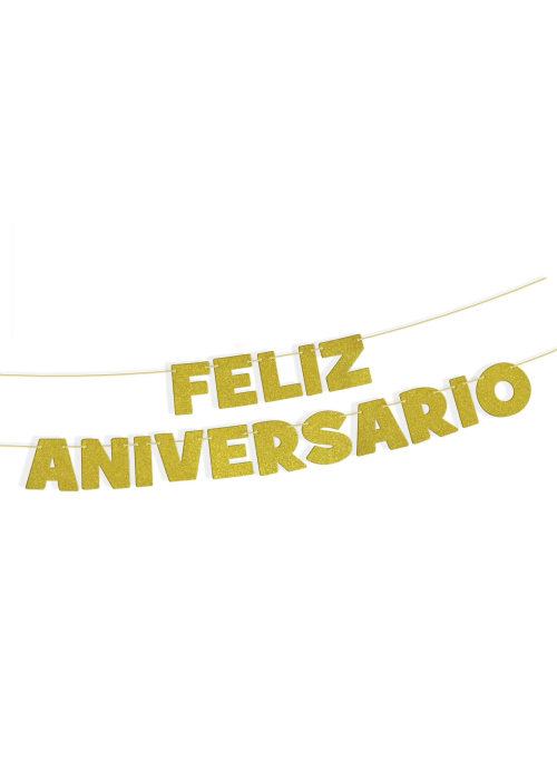 Guirnalda Feliz Aniversario Oro 3M