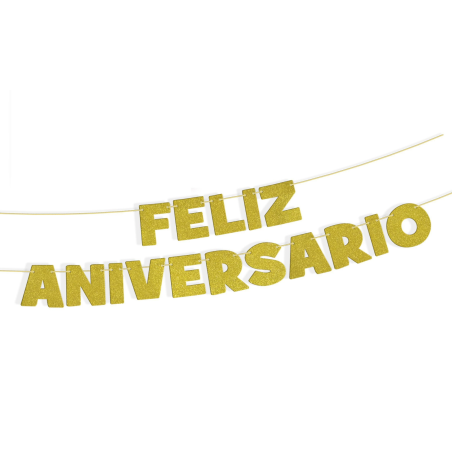 Guirnalda Feliz Aniversario Oro 3M