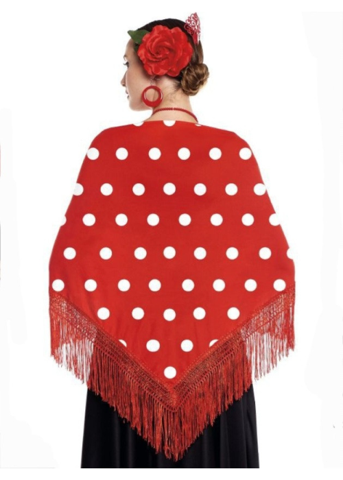 Manton Rojo Lunares Blancos