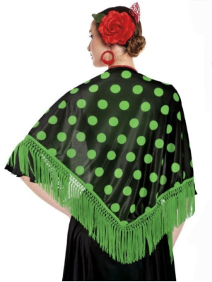 Manton Negro Lunares Verdes