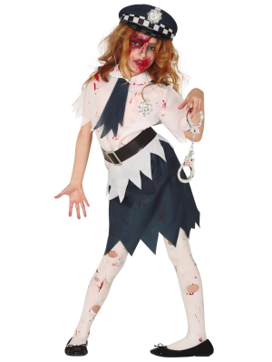Disfraz de Policia Zombie Niña