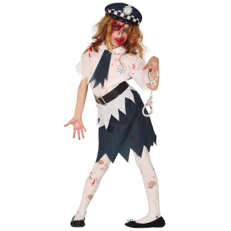Disfraz de Policia Zombie Niña
