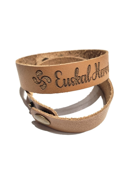Pulsera Cuero Lauburu Euskal Herria Grande