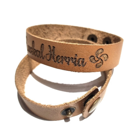 Pulsera Cuero Lauburu Euskal Herria Grande
