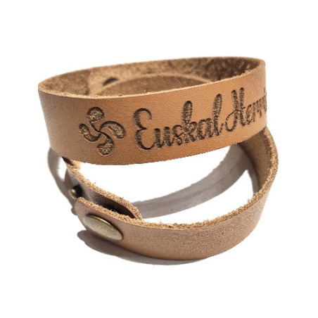 Pulsera Cuero Lauburu Euskal Herria Pequeña