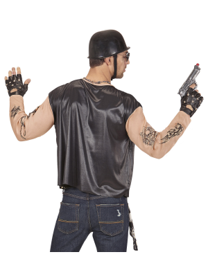 Camiseta con Chaleco de Motero