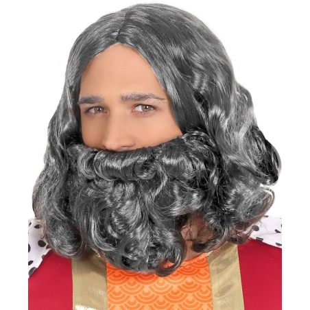 Peluca y Barba De Rey Mago Gris - Complementos de Disfraces