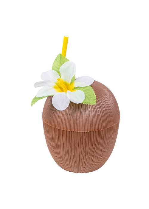 Vaso con FForma de Coco con Flor